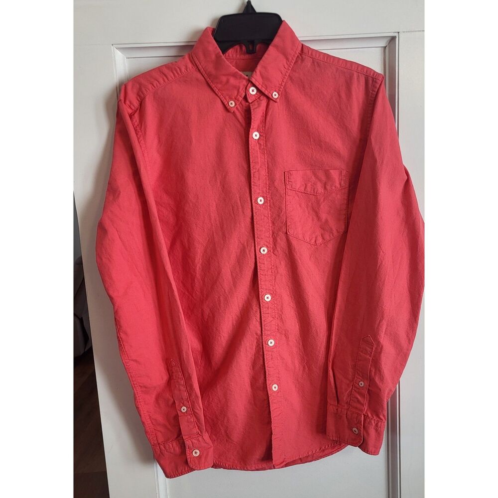 American Eagle Seriously Soft Shirt Mens S Coral Red Classic Fit Button Down